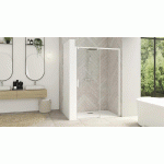 PAROI DE DOUCHE SMART DESIGN C 147-160CM COULISSANT PROFILÉ BLANC SANS SEUIL VERRE TRANSPARENT DROITE LARGEUR 160CM - KINEDO - PA9236BTNED