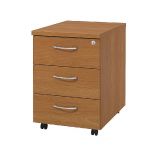 CAISSON MOBILE MÉLAMINÉ NF ENVIRONNEMENT 3 TIROIRS MERISIER - H.60 X L. 42 X P. 59 CM