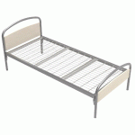 LIT THÉLIA TÊTE/PIED PANNEAU SOMMIER TREILLIS 80X190 ALU/PIN CRÈME - MANUTAN COLLECTIVITÉS