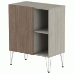 RANGT. MI-HAUT JAVA 80 CM 1 PTE 2 NICHES CHÊNE GRIS/NOYER - MANUTAN COLLECTIVITÉS