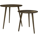 2 TABLES D´APPOINT RONDE - LAITON ANTIQUE Ø5050/Ø4040 - OR