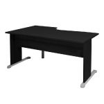 BUREAU COMPACT PRONTO - RETOUR À DROITE L.160 X P.100 CM - PLATEAU NOIR - PIEDS L NOIR