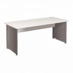 BUREAU DROIT ACTIVITY - L. 180 X P. 80 CM - PLATEAU BLANC - PIEDS PLEINS 'ANTHRACITE'