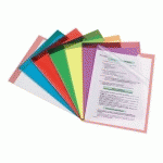 CHEMISE COIN PLASTIQUE BRUNEAU A4 POLYPROPYLÈNE 9/100E TRANSPARENTE COULEURS ASSORTIES - PAQUET DE 100