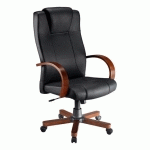 FAUTEUIL DE BUREAU PARTNER 2 CUIR - AVEC ACCOUDOIRS, APPUI-TÊTE - MÉCANISME BASCULANT CENTRÉ - PIED MERISIER