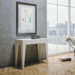 ITAMOBY - CONSOLE EXTENSIBLE 90X42/302 CM ISOTTA FRÊNE BLANC