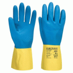 LOT DE 24 - PORTWEST A801 GANT LATEX DOUBLE ENDUCTION JAUNE/BLEU - TAILLE S