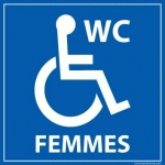 LOT DE 4 - PANNEAU WC FEMMES PMR - 250 X 250 - VINYLE SOUPLE AUTOCOLLANT