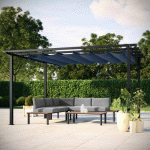 PERGOLA ALU HAVANA 3X4M TOILE COULISSANTE RÉTRACTABLE - ANTHRACITE AVRIL PARIS