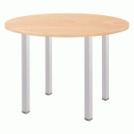 TABLE RONDE ACTUAL - L. 100 X 100 CM - PLATEAU HETRE - 4 PIEDS CARRES ALUMINIUM