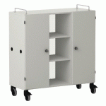 ARMOIRE BASSE SHIFT+ LANDSCAPE MÉLA. 9 CASES - 2 PORTES - GRIS DES ANDES - BLANC - MANUTAN COLLECTIVITÉS