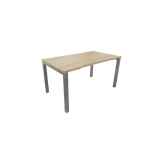 BUREAU DROIT BUROCOLOR L.140 X P.80 CM PLATEAU ECHANCRE CHENE NEBRASKA - PIEDS METAL ALUMINIUM