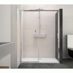 PAROI DE DOUCHE MACAO SANS SEUIL 142-155CM BLANC TRANSPARENT AVEC PARTIE FIXE DROITE - KINEDO - PA649BTNED