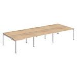 PÔLE 6 BUREAUX L 420 CM PLATEAUX CHÊNE, PIÈTEMENT MÉTAL BLANC - TEAM LINE
