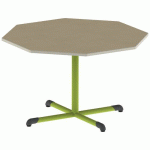 TABLE BANDANA OCT. Ø120 T6 PC STR POLY. HM. BEIGE/VERT AC - MOBIDECOR