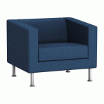 FAUTEUIL ODEL - TISSU BLEU NUIT, PIEDS ALU