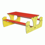 TABLE-BANC OURSON 6 ENFANTS HAUT. D\' ASSISE 18 CM ROUGE - MANUTAN COLLECTIVITÉS