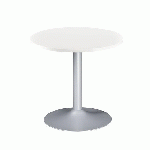 TABLE RONDE EXCELLENS 80 CM PLATEAU BLANC PIÈTEMENT COLONNE MÉTAL ALUMINIUM
