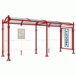 ABRI BUS PROVINCE 5 M VITRINE 1 BARDAGE LAT. INOX ROUGE 3004 - PROCITY