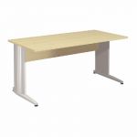 BUREAU DROIT ACTIVITY MÉTAL - L. 160 X P. 80 CM - PLATEAU HÊTRE - PIEDS L 'BLANC'