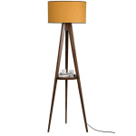 LAMPADAIRE TRÉPIED LUNCTURA 165CM BOIS MARRON ET TISSU JAUNE - JAUNE