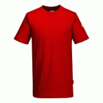 LOT DE 2 - PORTWEST AS20 T-SHIRT ANTISTATIQUE ESD ROUGE FONCÉ - TAILLE XL