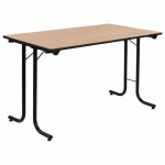 TABLE PLIANTE RECTANGULAIRE - HÊTRE/NOIR - 160X70 CM