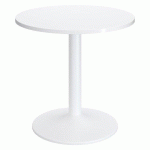 TABLE RONDE EXCELLENS PLATEAU D 80 CM BLANC - 3 PERSONNES - PIED MÉTAL TULIPE BLANC RAL 9003