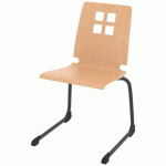 CHAISE COQUE DAMIER PIÈTEMENT LUGE ACIER - HÊTRE NATUREL/CARBONE - RODET