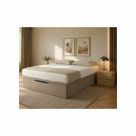 LIT COFFRE MAXIMO  BEIGE PU 160X200 CM