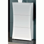TAGÈRE À CHAUSSURES MODERNE, MADE IN ITALY, 3 PORTES, ÉTAGÈRE À CHAUSSURES D'ENTRÉE, 71X27H122 CM, COULEUR BLANC BRILLANT, AVEC EMBALLAGE RENFORCÉ