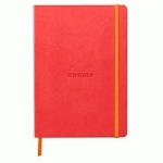 RHODIARAMA CARNET SOUPLE A5 160 PAGES DOT PAPIER IVOIRE 90G FERMETURE ÉLASTIQUE - CORAIL - LOT DE 2