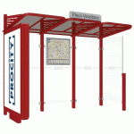 ABRI BUS CONVIVIALE 3 M CAISSON BARDAGE DROIT ROUGE 3004 - PROCITY