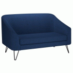 CANAPÉ EVAZION, 2 PLACES, PIEDS MÉTAL, TISSU BLEU