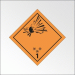 LOT DE 3 - PLAQUE DE TRANSPORT ADR - MATIÈRES ET OBJETS EXPLOSIFS - 150 X 150 MM - PLAQUE MAGNÉTIQUE