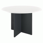 TABLE RONDE 120 CM PLATEAU BLANC PIEDS CROIX PLEIN BOIS ANTHRACITE EXCELLENS