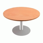 TABLE RONDE ACTUAL - L. 100 X 100 CM - PLATEAU HETRE - PIETEMENT TULIPE BLANC