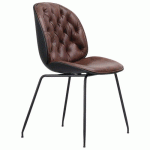 CHAISE CHESTER STRUC MÉTAL - ASSISE/DOSS TISSU PVC - COGNAC - STAMP