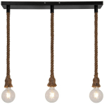 SAMPA - SUSPENSION MODERNE MILA 100CM RÉGLABLE MÉTAL NOIR ET CORDE NATUREL LED