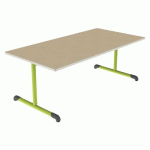 TABLE BANDANA 160X80 T3 DL STR POLY. HÊTRE MIEL BEIG/VERT AC - MOBIDECOR