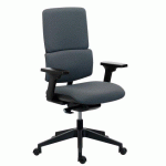 CHAISE DE BUREAU IMAX DOSSIER TISSU NON FEU GRIS, ACCOUDOIRS 3D, MÉCANISME SYNCHRONE, PIED NYLON NOIR