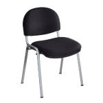 CHAISE RÉUNION ET VISITEUR PRIMA - TISSU REMBOURRÉ - NOIR - PIEDS ALU (PRIX À L'UNITÉ)