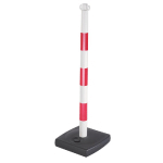 POTEAU DE SIGNALISATION PVC ROUGE ET BLANC SUR SOCLE À LESTER