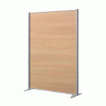 CLOISON DE SÉPARATION PLEINE B-ZEN - L 122 X H 160 CM - BOIS ANTIBACTÉRIEN HÊTRE - PIED FIXE COULEUR ALUMINIUM