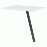 RETOUR BUREAU GARY 100 X 60 CM PIED ANTHRACITE PLATEAU BLANC - MBA