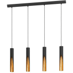 LAMPE SUSPENDUE BARBOTTO STEEL BLACK, GOLD GU10 4X4.5W L: 92,5 CM B: 6CM H: 110CM