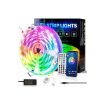 KINSI - BANDE LED, RUBAN LED, BANDES LUMINEUSES, BLUETOOTH, RGB, 5M, 18 LUMIÈRES/M, TÉLÉCOMMANDE INFRAROUGE, BAREBOARD RGB
