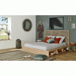 LIT AVEC TÊTE DE LIT GALION  BOIS NATUREL 140X190 CM/OPT:TÊTE DE LIT 270 CM