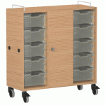 ARMOIRE BASSE SHIFT+ LANDSCAPE MÉLA. 9 CASES - 1 PORTE - CHÊNE - BLEU SAPHIR - MANUTAN COLLECTIVITÉS