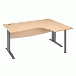 BUREAU COMPACT EXCELLENS L 160 CM HÊTRE RETOUR À DROITE PIÉTEMENT ''L'' MÉTAL ANTHRACITE